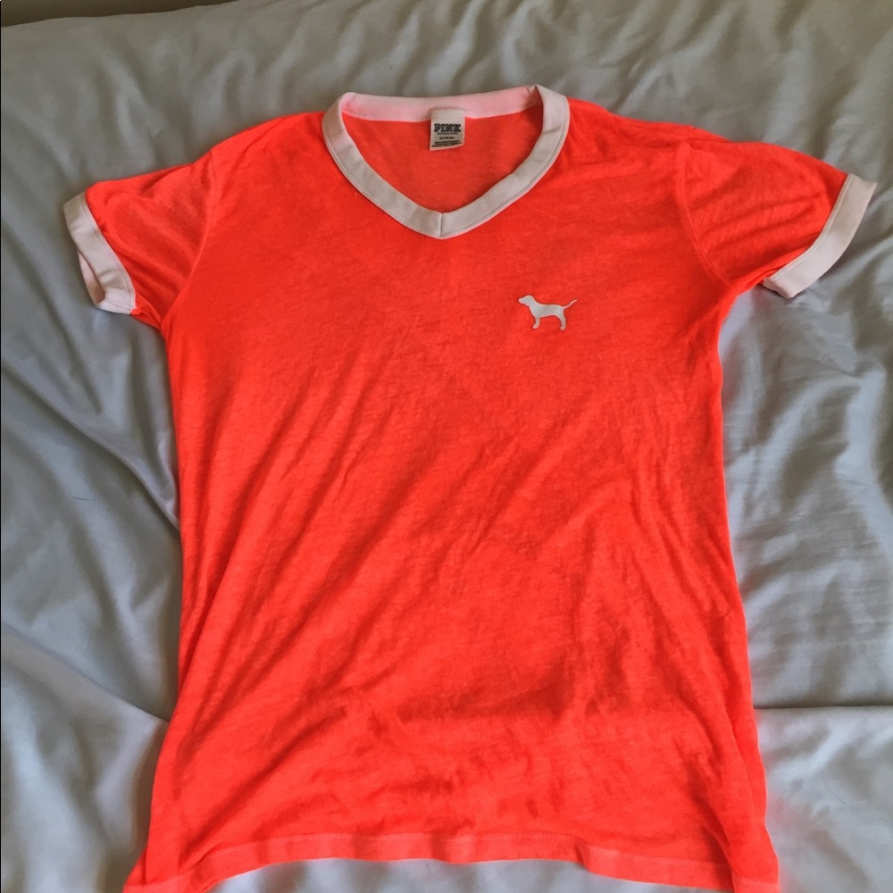 PINK Victoria’s Secret neon orange Tee shirt